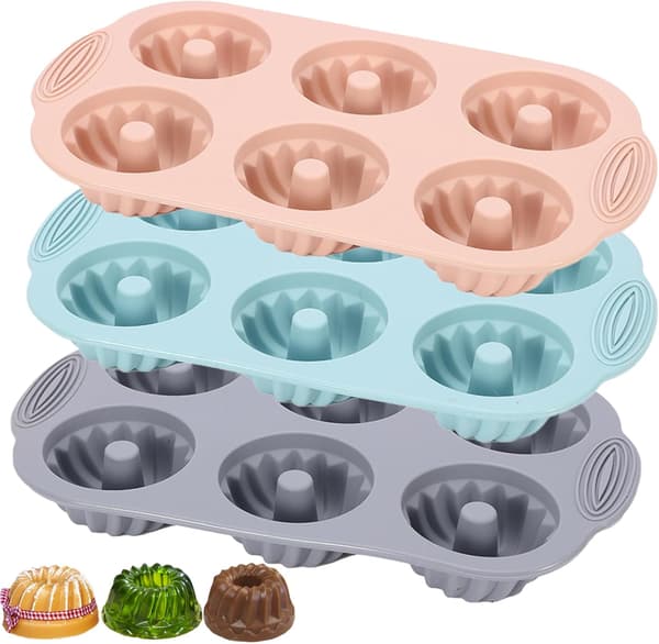 3-delars geléformset med korrugerade silikontuber för kakor. 3PC