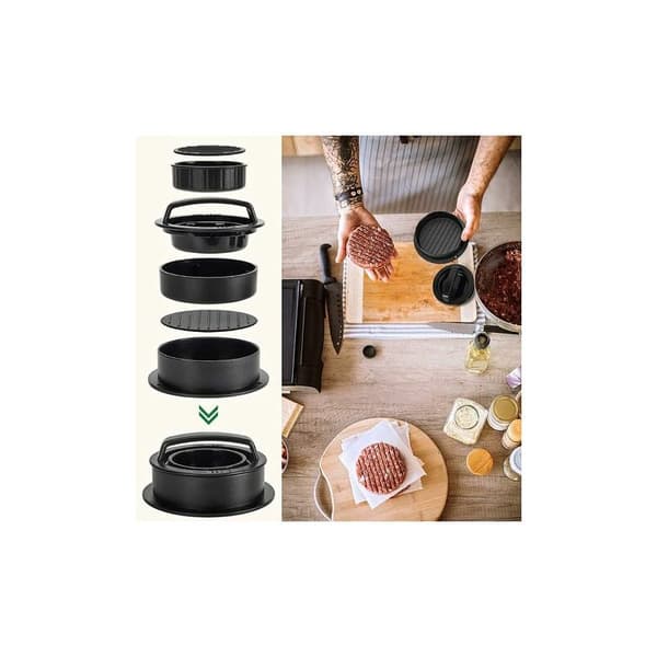 3-i-1 Hamburgerpress, fylld hamburgerpress med 200st non-stick BBQ-burgerpapper