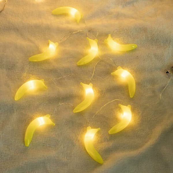 Dekorasjonslys, simulerte batteridrevne LED bananformede lyslenker for soverom og hage