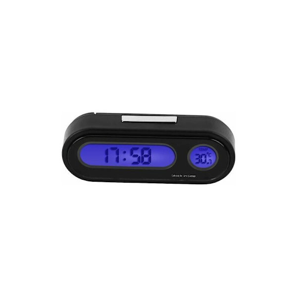 Biltermometer Voltmeter Klocka, 2 i 1 Bilfordon Interiör Mini Elektronisk Klocka, LED Digital Klocka, Termometer, Voltmeter, Körning