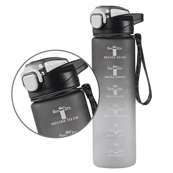 1000ML dricksflaska sportflaska vattenflaska dryckesflaska med sugrör svart dricksflaskor