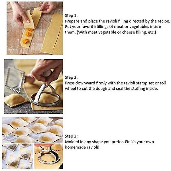 5 deler Ravioli Stempelsett, Ravioli Kutter Stempelsett Maker