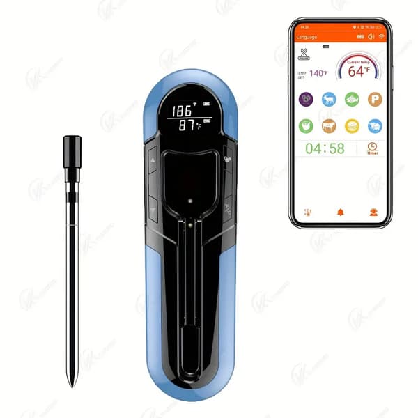 Trådlös Kötttermometer, Smart Fjärr-APP, Digital Bluetooth Mattermometer med Vattentät Sond