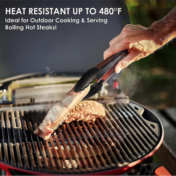 Kökstänger 9\" Silikontänger Premium Roséguld Grilltänger