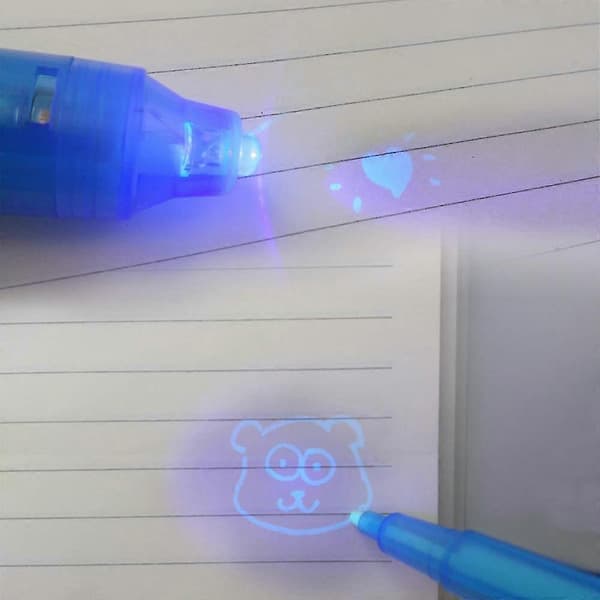 Usynlig blækpen med UV-lys magisk markør, 14 stk.