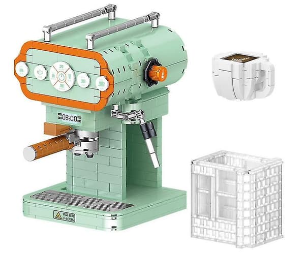 Retro byggeklods-simulering kaffemaskine, simulering mini model samleklodser legetøj gør-det-selv sæt gaver til børn