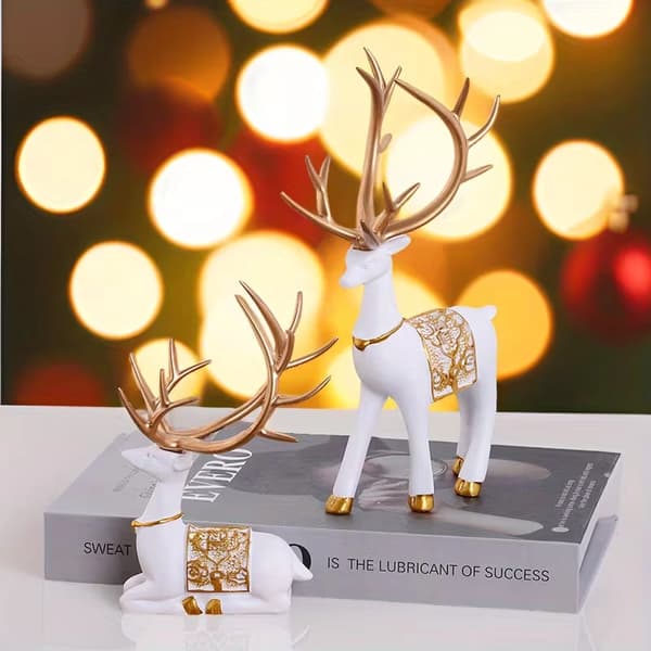 2-delt elegant hjortefigursett julepynt