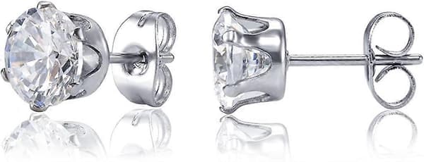 Smykker Kvinners Rustfritt Stål Runde Klare Cubic Zirconia Ørepynt (6 Par)