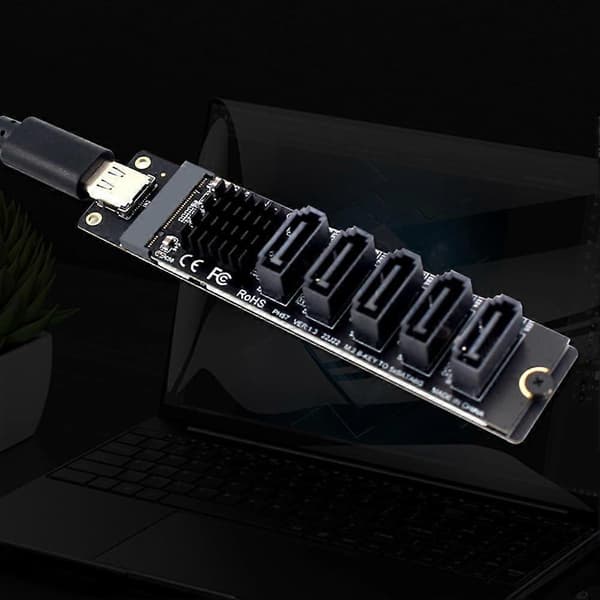 USB C til SATA 3.0 5-port adapter 6 Gbps hastighetskonverteringskort for SSD HDD-utvidelse