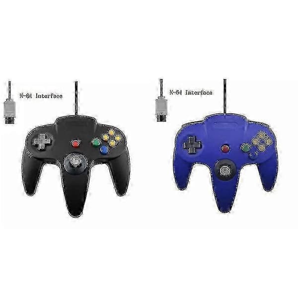2-pak Klassisk Kablet N64 Controller Retro Spil 64-bit Gamepad Joystick Udskiftning