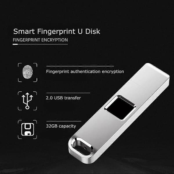 32GB USB-minne med fingeravtryckssäkerhet, krypterad U-disk för PC-dataskydd och lagringslösningar