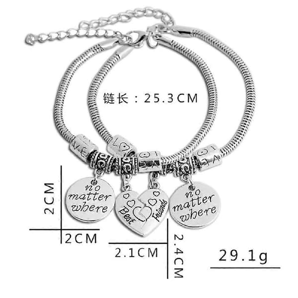 Infasea Bedste Ven Gave Charm Armbånd - 2 STK Rustfrit Stål Udvidbare Inspirerende Armringe