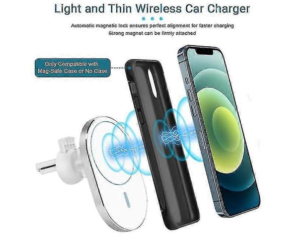 Magnetisk trådløs billader, 15w Qi hurtiglading biltelefonholder
