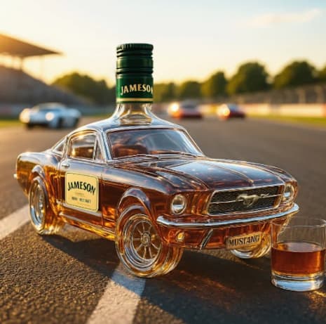Whiskyflaske i glass - Utformet som en liten bil D D