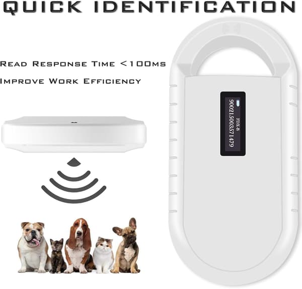 Mikrochipscanner, ISO11784/85/FDX-B/EMID 128 registreringer datalagring og upload til PC. Mikrochipscannerlæser