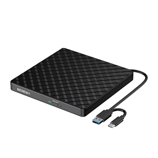 Extern CD DVD-enhet för bärbar dator, USB 3.0 CD-enhet för PC Windows 11/10/8.1/7, USB C DVD-brännare för Windows Linux Mac