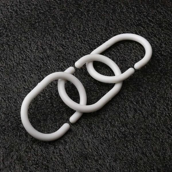 36 stycken duschdraperiringar i plast, runda duschdraperiringar C-formade duschdraperikrokar 5,2 x 0,5 x 3,7 cm (vit)