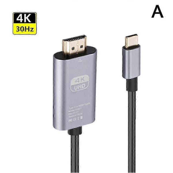 USB C til HDMI Kabel 4K 60Hz Høj Hastighed Adapter med Dual 30/60Hz Mode Support