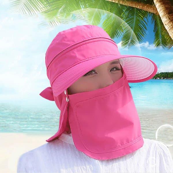 Dame foldbar solhat UV-beskyttelse Bred skygge solhat Ansigt Halsbeskyttelse Sommerhat Dobbelt anvendelse (himmelblå)