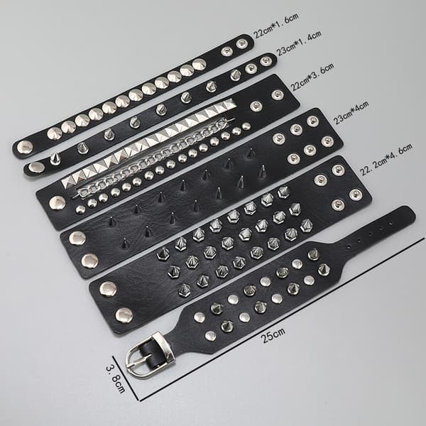 6 st punk nitarmband nitarmband läder nitarmband manschetter