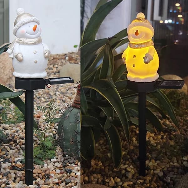 2x LED snemand solcellelampe havelys julehavepynt plænelys julepynt