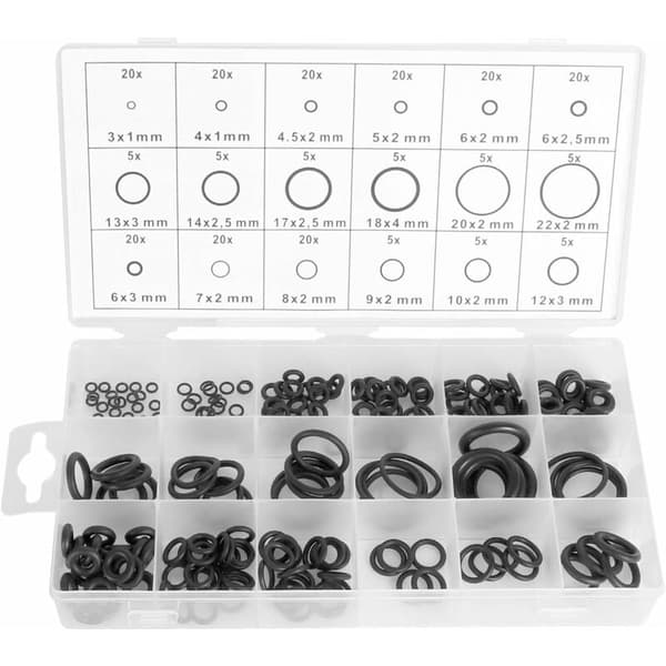 225 st gummi O-ring bilbricka gummitätning platt O-ring sortimentssats