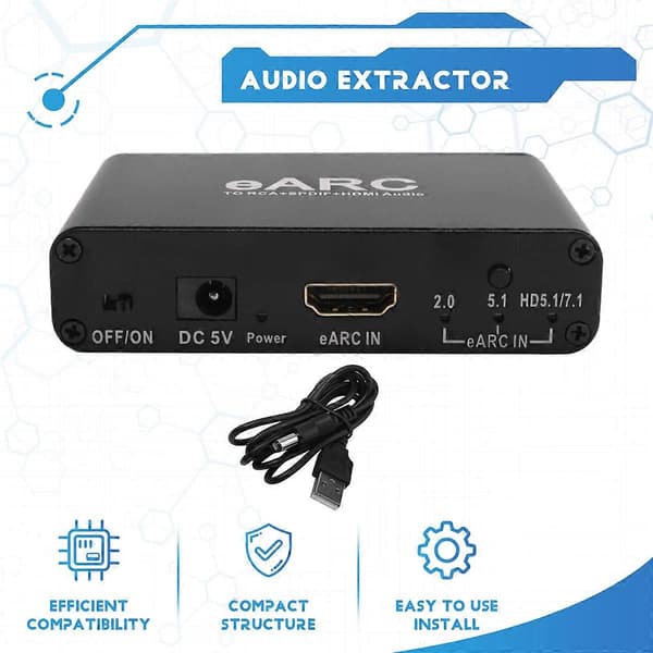 -Kompatibel EARC ARC Audio Extractor 192Khz Konverter EARC til Audio Extractor Adapter til DTS Atoms