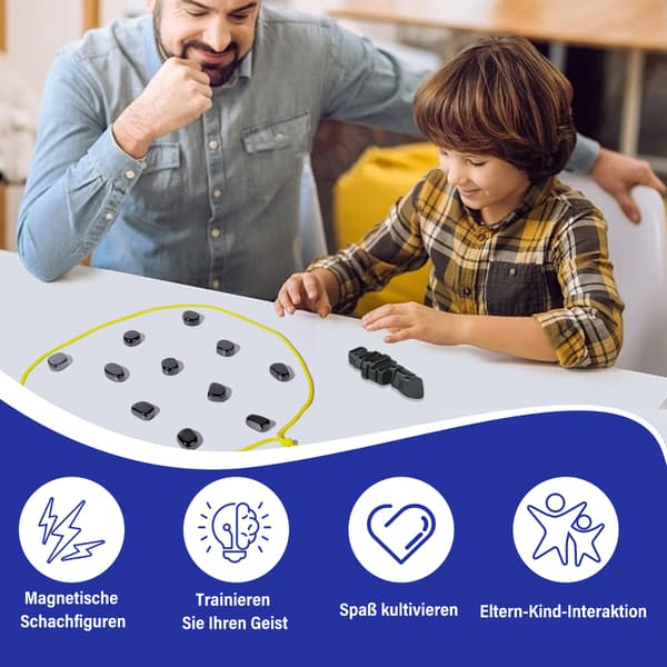 Nytt Magnetiskt Schackspel, Strategispel med 20 Stenar, Rep & Svampbräda (Barn & Vuxna)