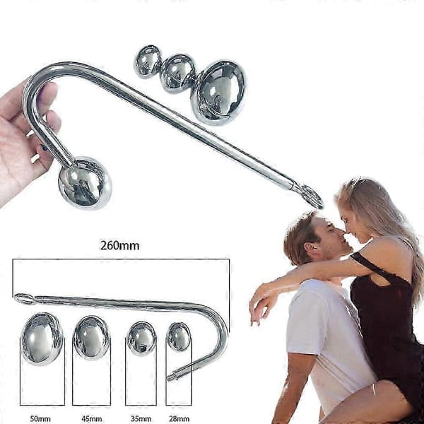 Analkrog i rustfrit stål med enkelt kugle - Buet metalkrog til voksne size:M