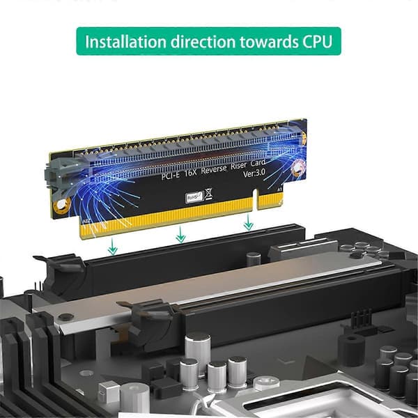 PCI-E 16X 3.0 90 Graders Omvendt Han til Hun Riserkort til 2U Server (Installationsretning Mod CPU)
