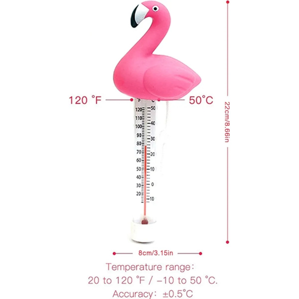 Flamingo Pool Termometer, Vattentemperaturtermometer för Pooler och Spa, Simbassängtermometer, Flytande Pooltermometer