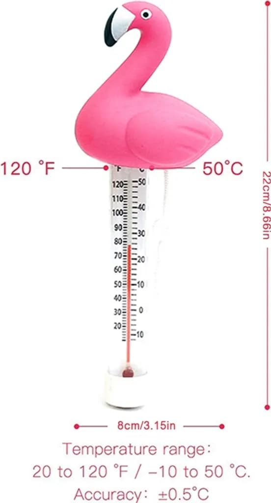 Flamingo Pooltermometer, Vandtemperaturtermometer til Pools og Spas, Svømmebassintermometer, Flydende Pooltermometer