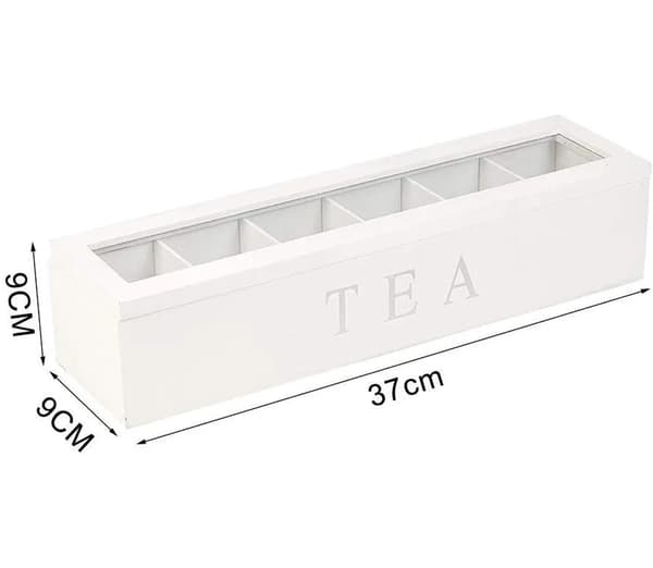 Træ teboks | Teboks i hvid | Teboks med 6 rum
