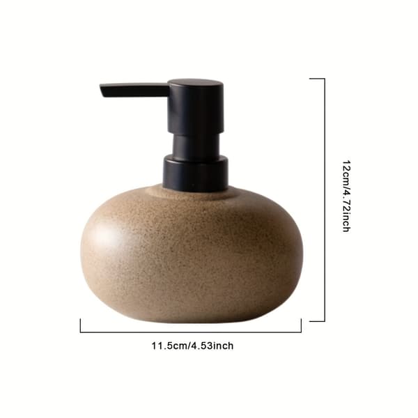 Lyxig Beige Keramisk Tvåldispenser Set - Eleganta Påfyllningsbara Handtvål- och Lotionflaskor brown