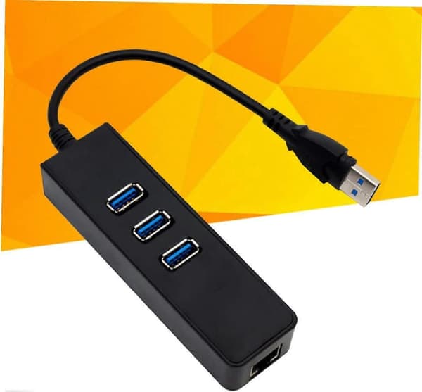 USB 3.0 til Gigabit Ethernet-adapter med trippel USB-porter for bærbar og stasjonær PC