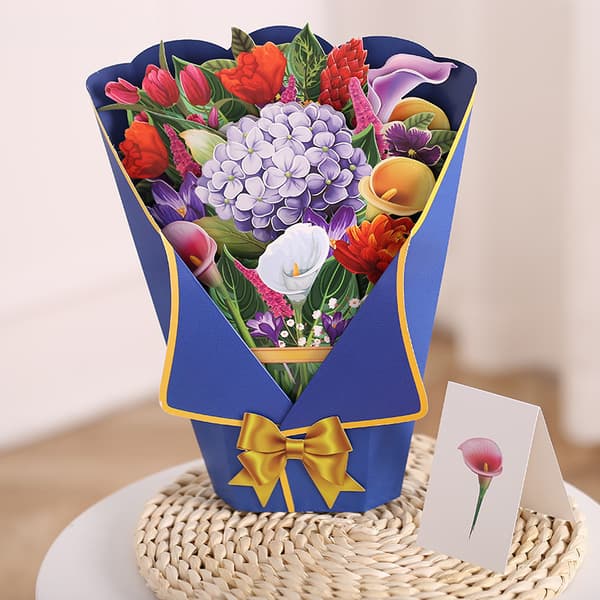 Pop Up Blomsterbukett Gratulasjonskort Morsdagsgave size:E