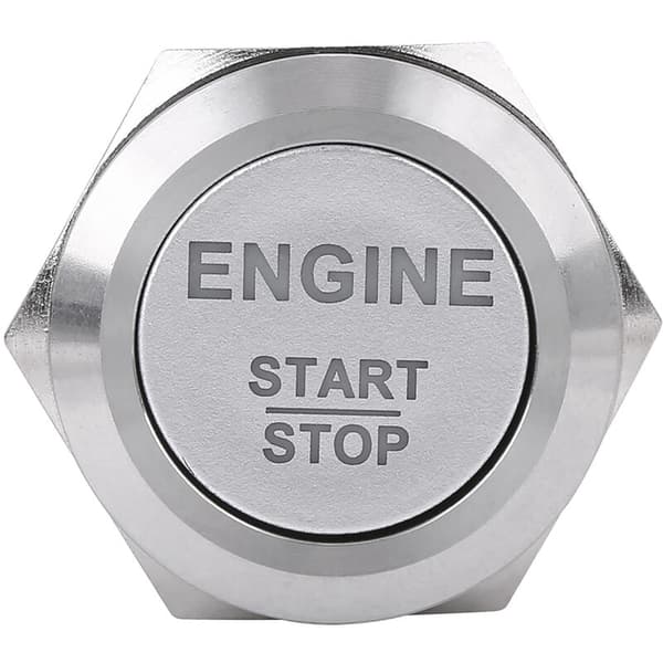 12V hvid LED bilmotor start/stop trykknap sølv rustfrit stål