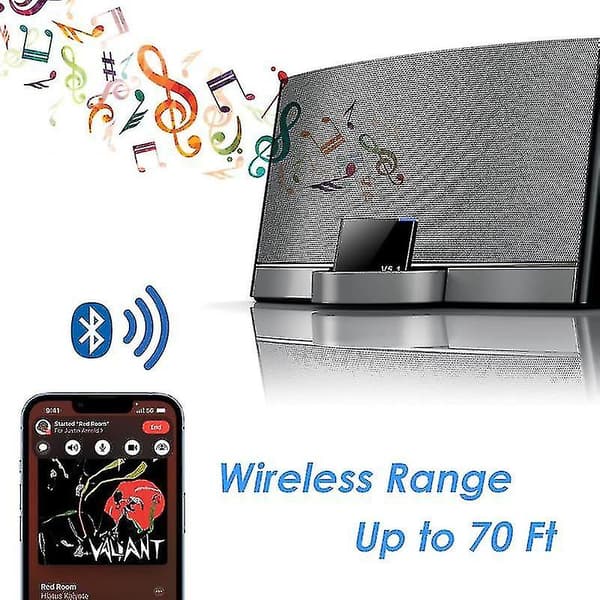 Oppgradert Versjon I-wave 30 Pin Bluetooth 5.1 Audio Mottaker A2dp Musikk Mini Trådløs Adapter-yezi