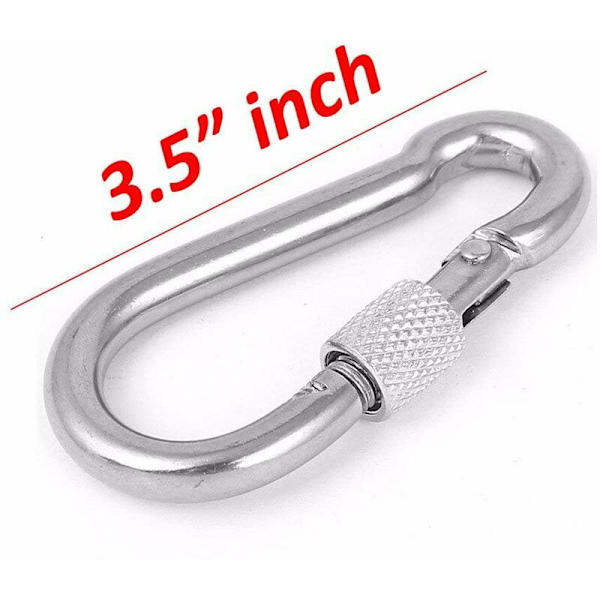 Kraftig metallskruvkarbinhake D-ring krom silver 1-pack