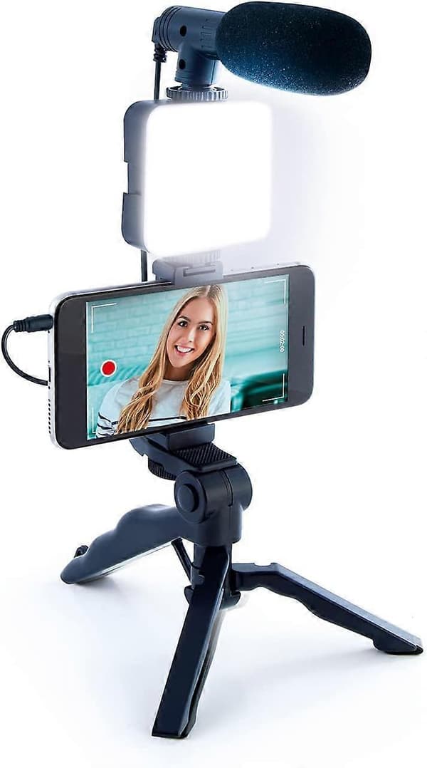 Studio Creator Podcast Vlogging Kit med mikrofon, stativ og belysning til indholdsskabelse i influencer-stil