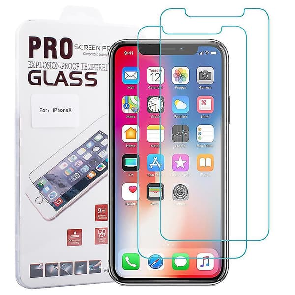 2 kpl iPhone X -näytönsuoja, karkaistusta lasista valmistetut näytönsuojat