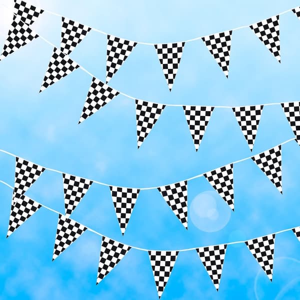 30 meter rutete svart og hvit vimpelbannerflagg racingfest