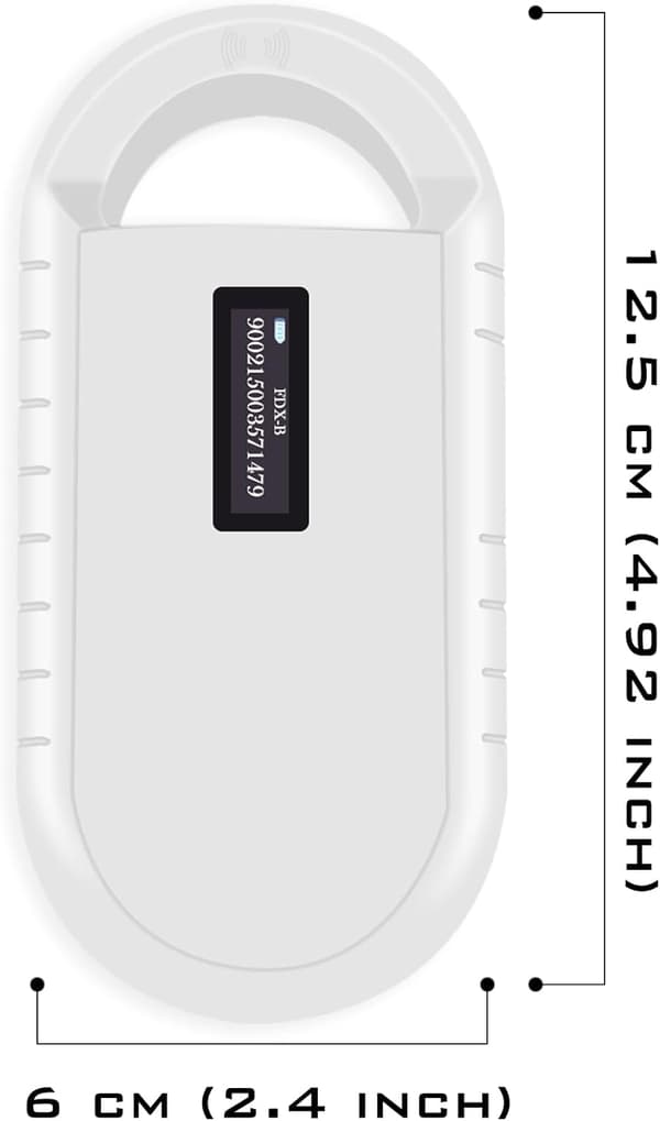Mikrochipscanner, ISO11784/85/FDX-B/EMID 128 registreringer datalagring og upload til PC. Mikrochipscannerlæser