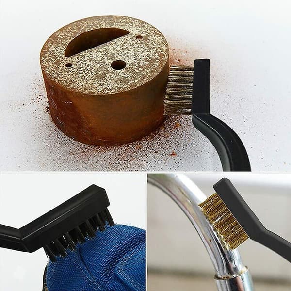 3 stk. metalrensebørster i rustfrit stål, messing og nylon til rust og svejseslagge