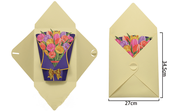 Pop Up Blomsterbukett Gratulasjonskort Morsdagsgave size:E