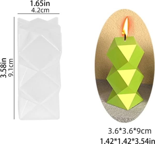 Sett med 3 silikonstøpeformer, lysestøpeform, lysform, 3D-lysformer