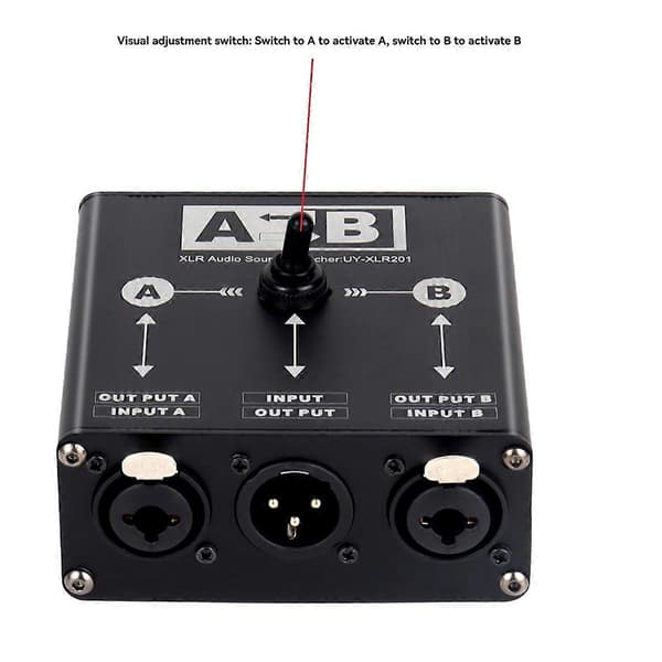 Passiv 2 i 1 Ut eller 1 i 2 Ut XLR Balansert Lydkildebryter