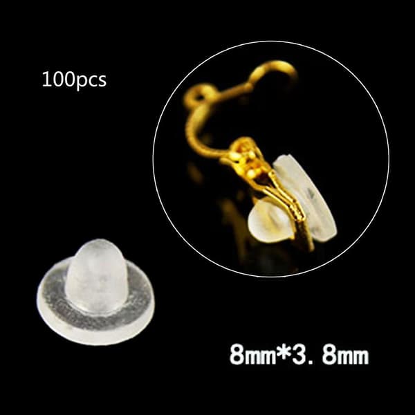 Transparent 100x Silikone Ørepuder Bløde Anti-Smerte Puder til Clip-on Øreringe size:H