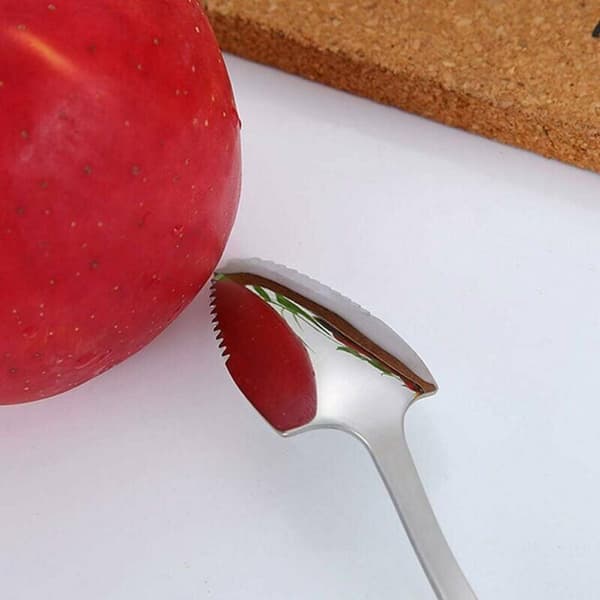 Sæt med 6 halvtakkede grapefrugtskeer i rustfrit stål - Vintage - Køkkengave