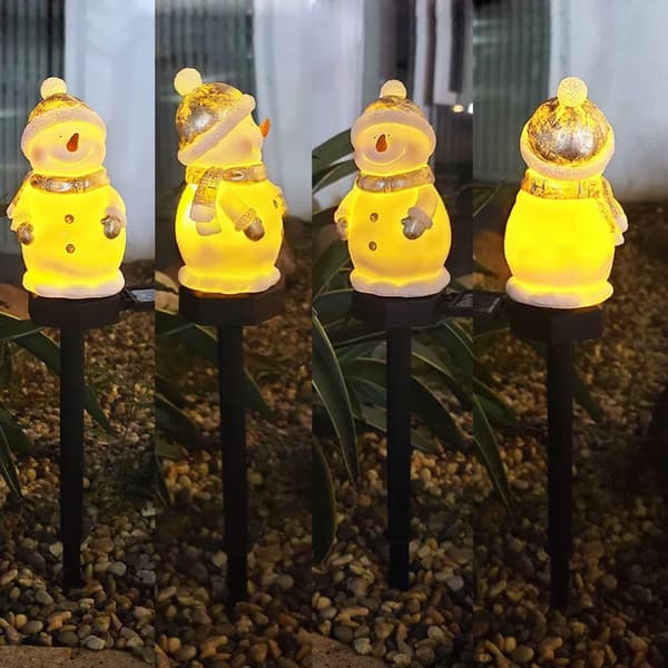 LED snemand solcellelampe havelys julehavepynt plænelys julepynt